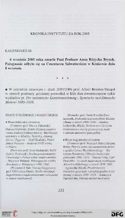 Kronika Instytutu za rok 2005
