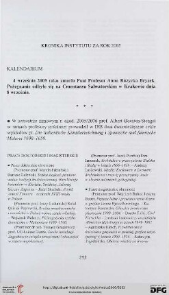 Kronika Instytutu za rok 2005