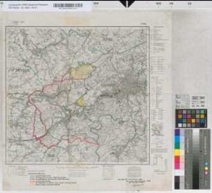 [Jetzige Grenze der Stadt Vohwinkel. Vorgeschlagene Grenze der Stadt Vohwinkel. Eventualvorschlag. An Elberfeld 1920 abgetretenes Gebiet. Eventl. abzutretendes Gebiet]. Zum Bericht vom 30. Januar 1928. Der Bürgermeister. Vohwinkel