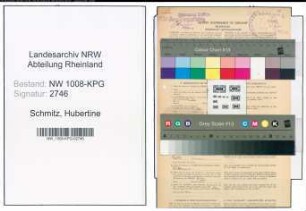 Entnazifizierung Hubertine Schmitz , geb. 30.06.1912 (Angestellte)