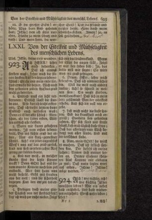 LXXI. Von der Eitelkeit und Mühseligkeit des menschlichen Lebens.