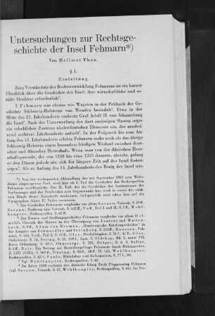 Untersuchungen zur Rechtsgeschichte der Insel Fehmarn