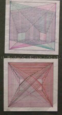 Entwurf zum Projekt "Helioptix" mit vier geometrischen Motiven, 4 Blatt montiert, (Vorder- und Rückseite)