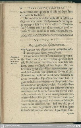 Sectio VII. De gymnasiis disciplinarum