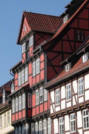 Quedlinburg - Fachwerkhäuser : Historische Fachwerkbauten am Markt, aufgenommen in der Weltkulturerbestadt Quedlinburg, ca. 2004