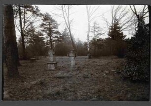 alter Friedhof mit 2 Grabkreuzen, Stein