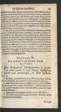 Membrum IX. De Ordinatione Subdiaconi.