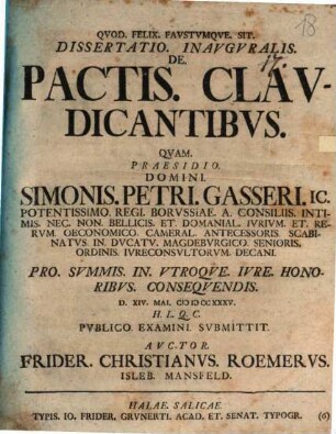 Diss. inaug. de pactis claudicantibus
