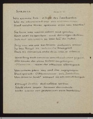 Sordell (Der Dichter Sordell, Wehruf über Italien, Fegefeuer 61 - 84) : [SW X/XI: H32]; [SW X/XI, S. 56-57/176]