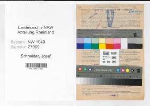 Entnazifizierung Josef Schneider , geb. 29.09.1902 (Verwaltungsangestellter)