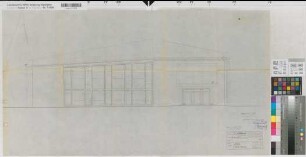 Münster (Münster) Neubau des Gymnasiums Paulinum Aula Ansicht der Ostseite 1957 1 : 50 50 x 92 Pause Staatshochbauamt Münster Regierung Münster Nr. 34075