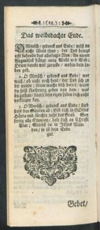 Das wohlbedachte Ende