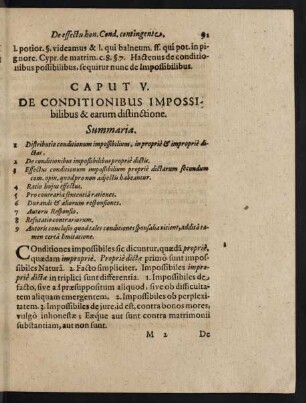 Caput V. De Conditionibus Impossibilibus & earum distinctione