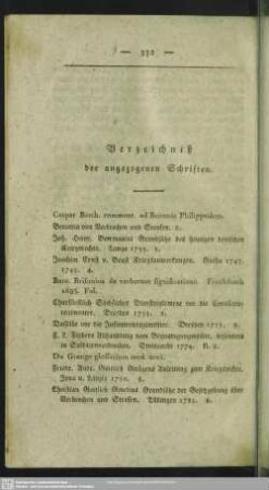 Verzeichniß der angezogenen Schriften