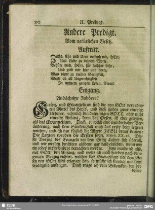 Andere Predigt. Vom natürlichen Gesetz