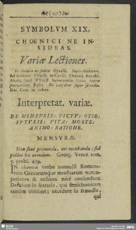 Symbolum XIX. Choenici Ne Insideas