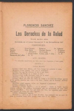 Los derechos de la salud : drama en tres actos