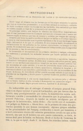 Instrucciones para las fuerzas de la provincia de Cavite ó en contacto con ella