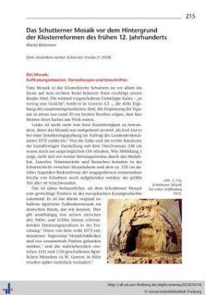 Das Schutterner Mosaik vor dem Hintergrund der Klosterreformen des frühen 12. Jahrhunderts.