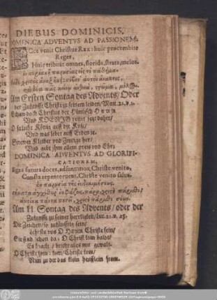 Diebus Dominicis. Dominica Adventus Ad Passionem.