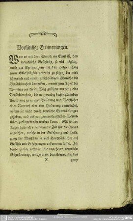 Vorläufige Erinnerungen