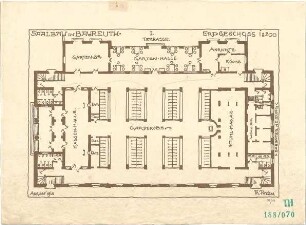 Fischer, Theodor; Bayreuth (Bayern); Rathaus (Umbau Infanteriekaserne) und Saalbau - Grundriss EG