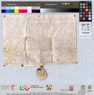 LAV NRW R, AA 0512 Steinfeld Urkunden, Nr. 317,Maßstab/Farbkeil
