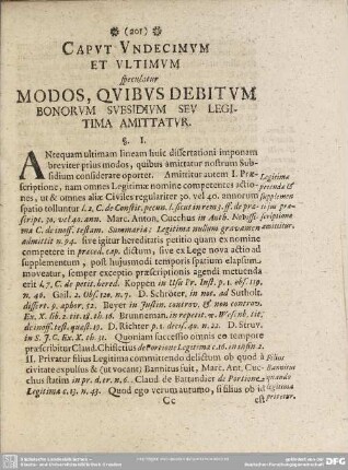 Caput Undecimum Et Ultimum speculatur Modos, Quibus Debitum Bonorum Subsidium Seu Legitima Amittatur
