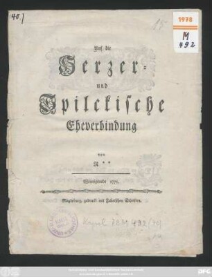 Auf die Herzer- und Spilckische Eheverbindung