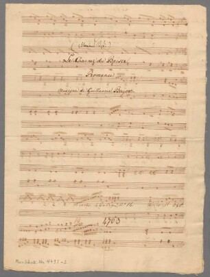Le charme du baiser, V, pf (guit), Es-Dur - BSB Mus.Schott.Ha 4495-2 : [title page:] Le Charme du Baiser // Romance // Musique de Guillaume Baӱer