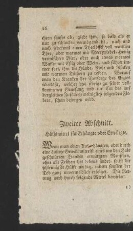 Zweiter Abschnitt. Hülfsmittel für Erhängte oder Erwürgte.