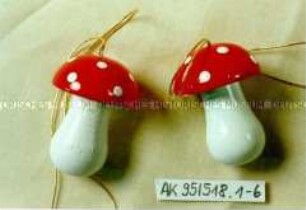 Seiffener Christbaumschmuck: 6 Pilze