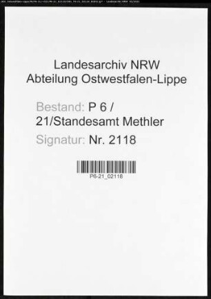 Namensverzeichnis Methler, Sterbefälle