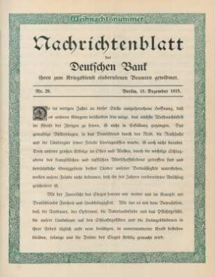 29.1915: Nachrichtenblatt der Deutschen Bank