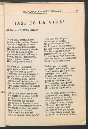 ¡Así es la vida! : Al gaucho Jacinto Aroma