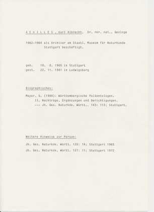 Aktendeckblatt Personenakte Karl Albrecht Achilles