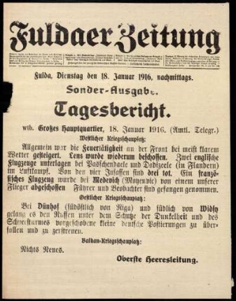 Ausgabe vom Dienstag, den 18. Januar 1916.