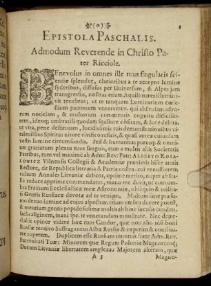Admodum Reverende in Christo Pater Ricciole.