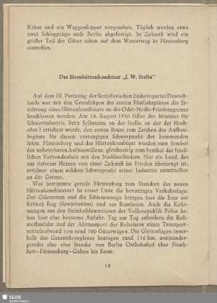 Das Eisenhüttenkombinat "J.W. Stalin"