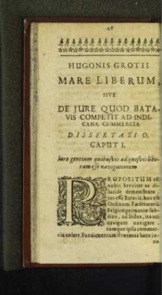 Hugonis Grotii Mare Liberum, Sive De Jure Quod ...