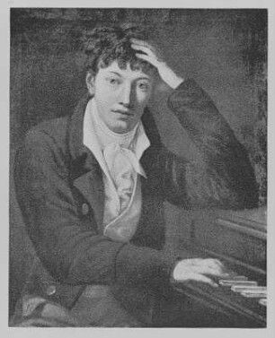 Bildnis Christian Theodor Weinlig (1780-1842; Komponist, Thomaskantor) am Cembalo. Gemäldereproduktion