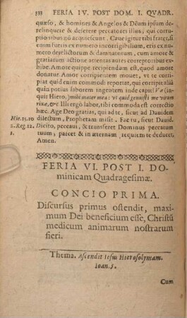 Feria VI. Post I. Dominicam Quadragesimae. Concio Prima [- Concio Qvinta.]