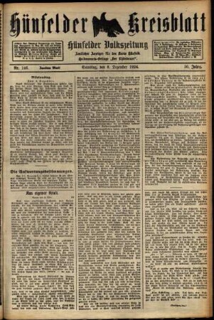 Zweite Ausgabe vom Samstag, den 06. Dezember 1924.