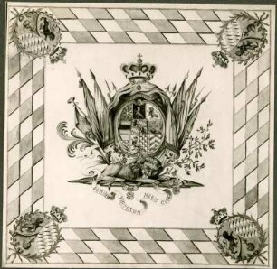 Kurpfälzisch-Bayerische Fahne um 1790 (Zeichnung) Besitzer: Labi. Darmstadt