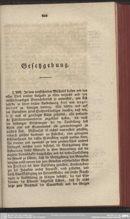 [Zweite Abtheilung]. Gesetzgebung