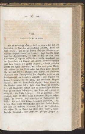 VIII. Landesübliche Art zu reisen.