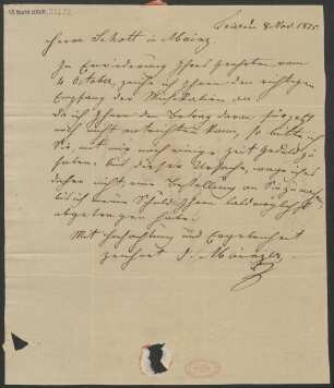 Brief an B. Schott's Söhne : 08.11.1825