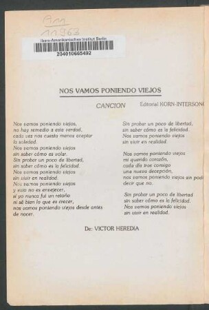 Nos vamos poniendo viejos : Canción. - Editorial Korn-Intersong