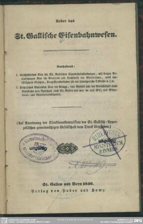 Über das Sankt-gallische Eisenbahnwesen