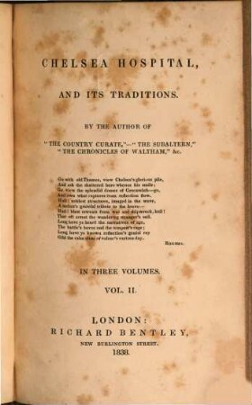 Chelsea hospital, and its traditions : in three volumes, 2